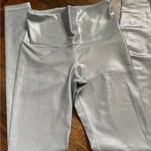 Ice blue with silver metallic finish leggings
